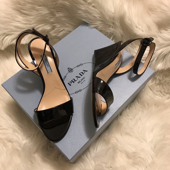 Prada black patent leather wedge sandal - Picture 1 of 7